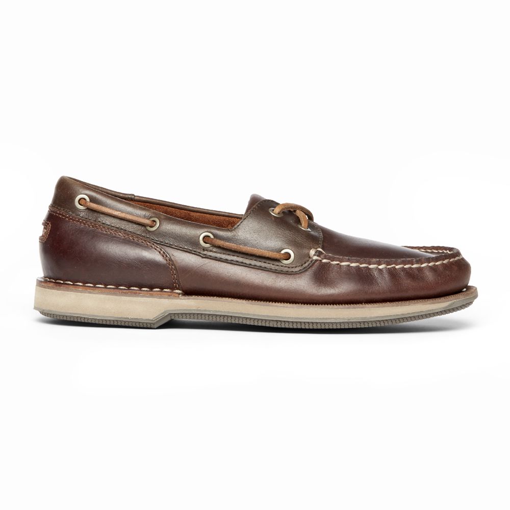 Rockport Men's Perth Boat Shoes - Dark Brown - USA (9061MOWNV)